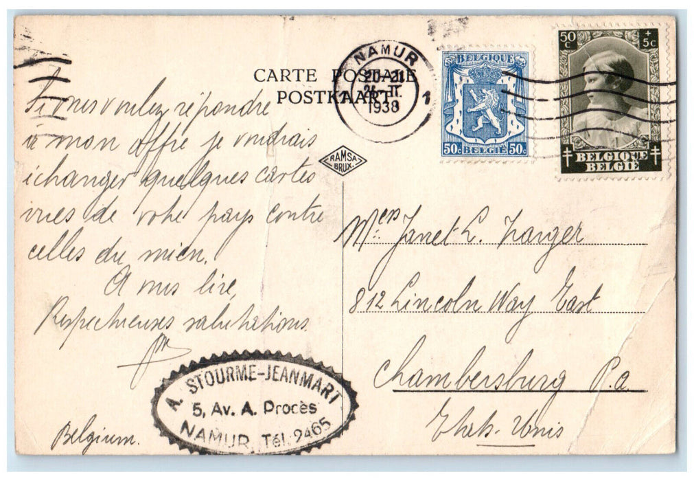 1938 The Collegiate Church And The Citadel Dinant Belgium Vintage Postcard