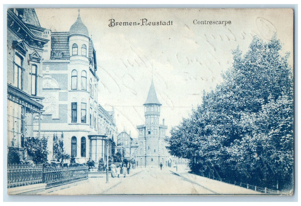 c1910 View of Congrescarpe Bremen Neustadt Germany Posted Antique Postcard