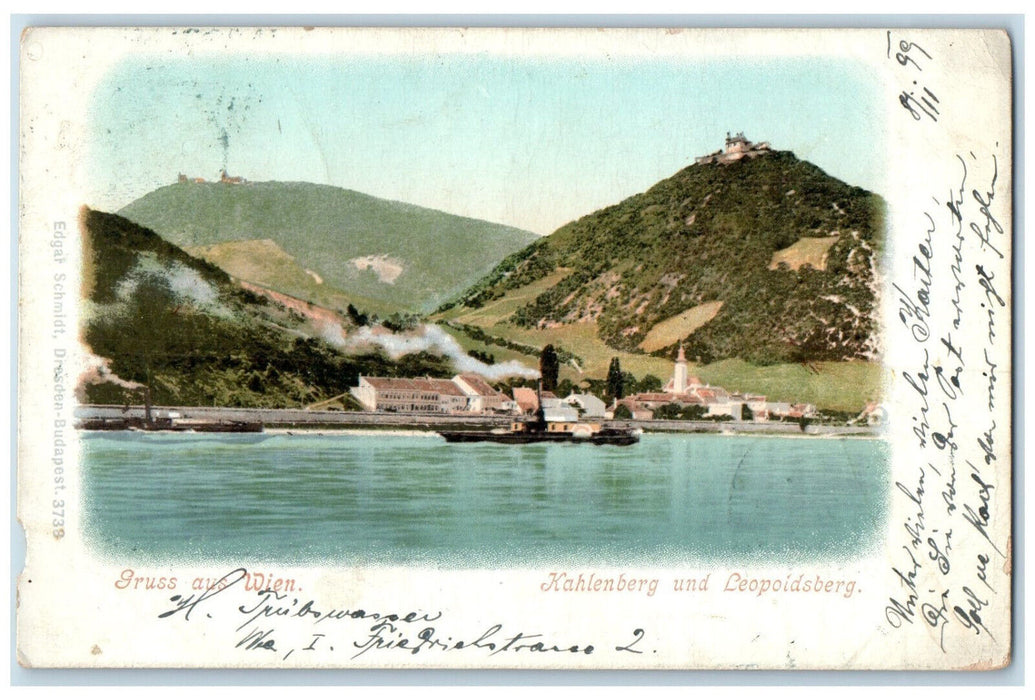 1899 Kahlenburg und Leopoldsberg Greetings from Vienna Austria Postcard