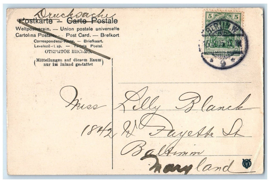 1905 Merry Christmas National Gallery Friedrichs Bridge Berlin Germany Postcard