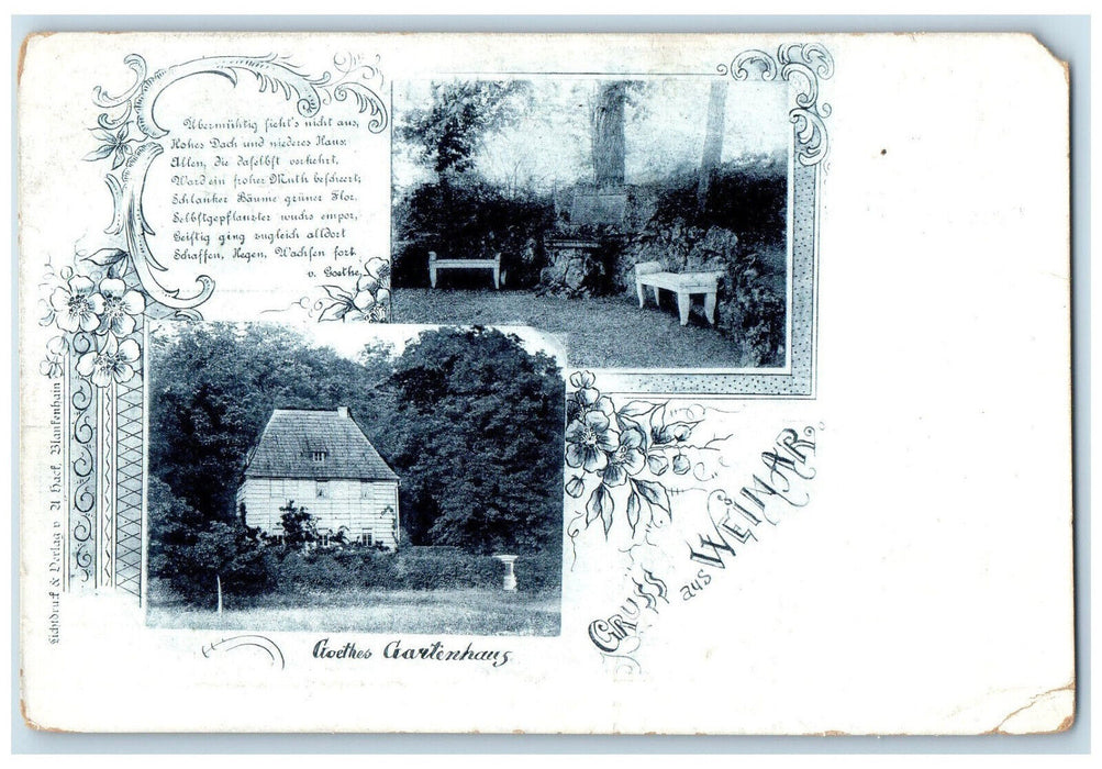 c1905  Goethes Gartenhaus Greetings from Weimar Germany Multiview Postcard