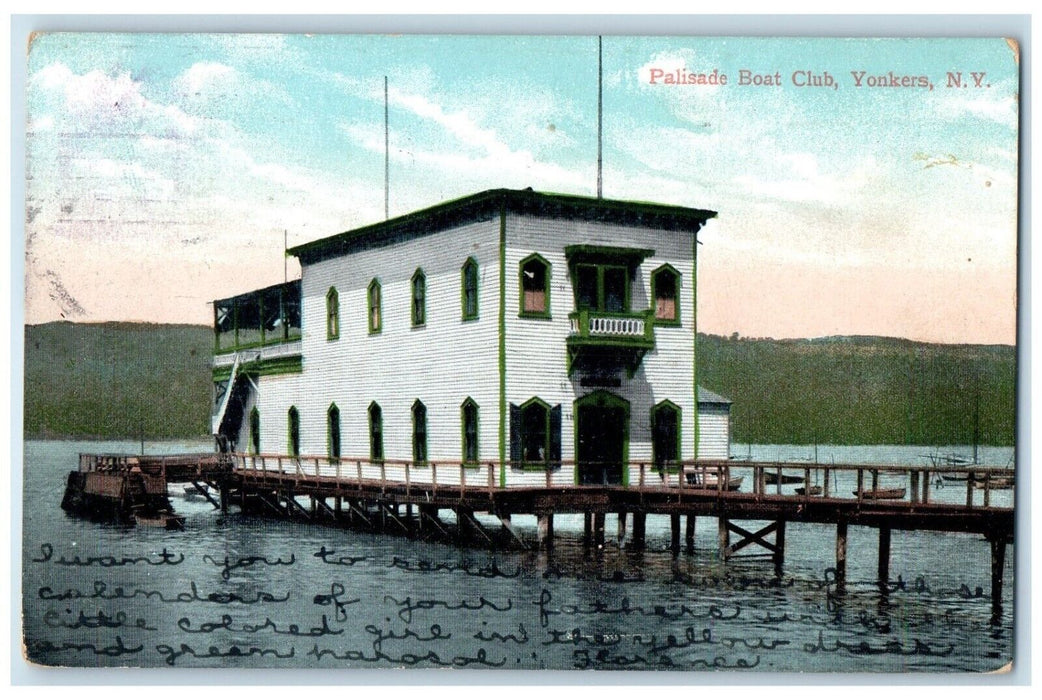 c1905 View Of Palisade Boat Club Yonkers New York NY Posted Antique Postcard
