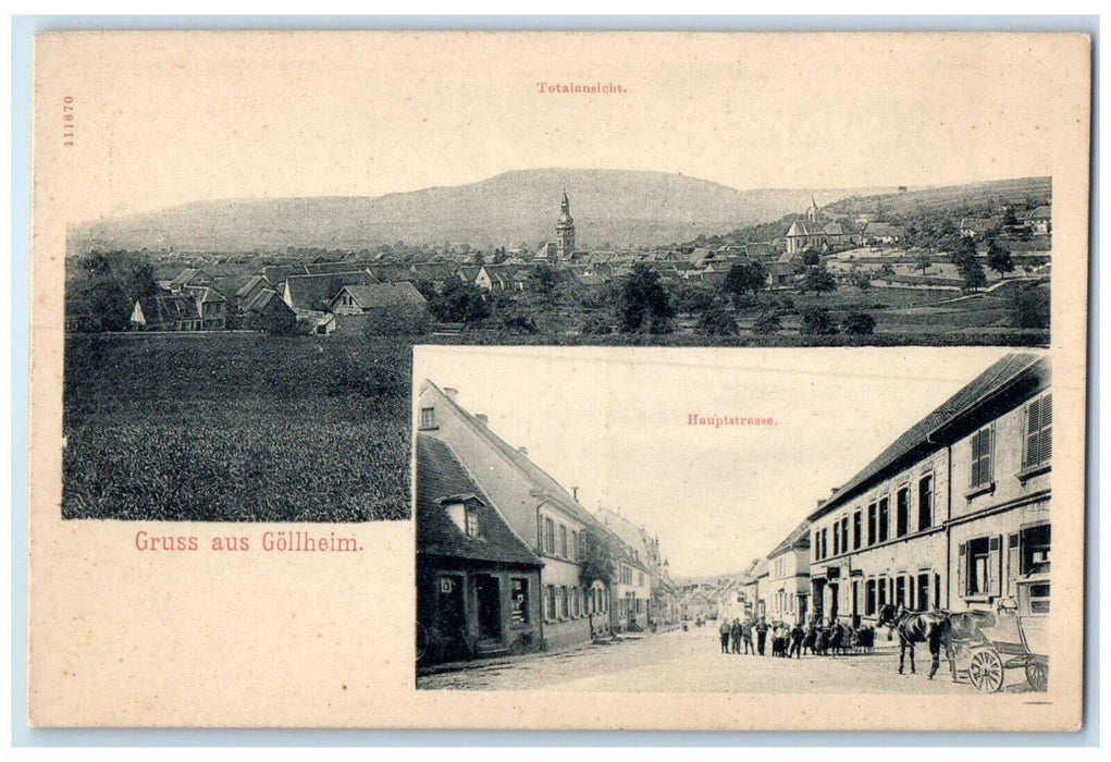 c1910 Greetings from Gollheim Rhineland-Palatinate Germany Multiview Postcard