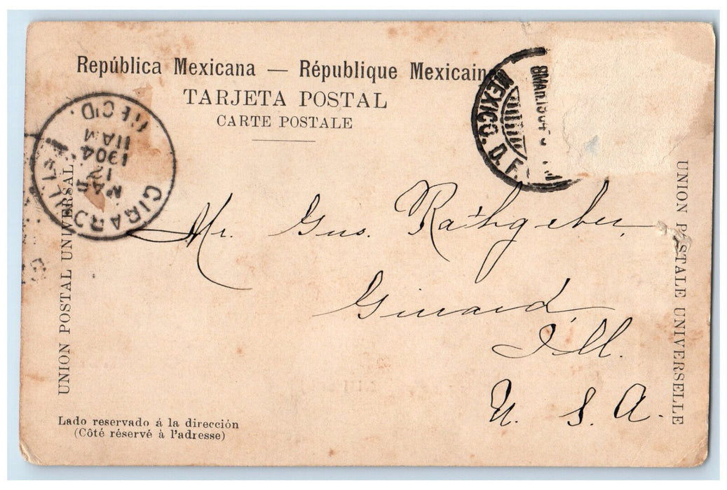 1904 Drums and Clarines XIII de inf. Mexico Girard IL Antique Posted Postcard