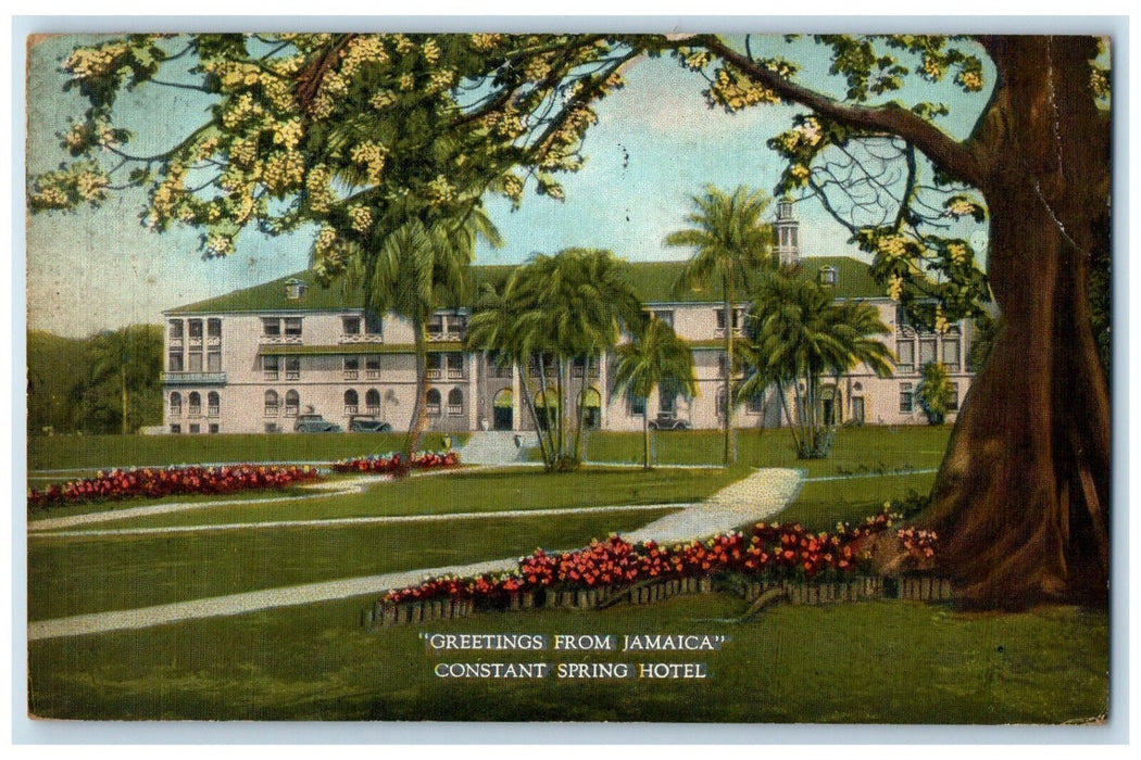 1942 Greetings from Jamaica Constant Spring Hotel Vintage Posted Postcard