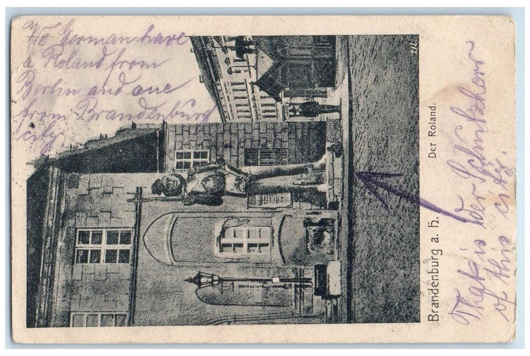 1906 Monument Der Roland Brandenburg Germany Antique Posted Postcard