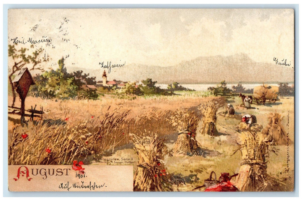 1901 August M. Seeger Monthly Greeting Serie II Antiuqe Posted Postcard