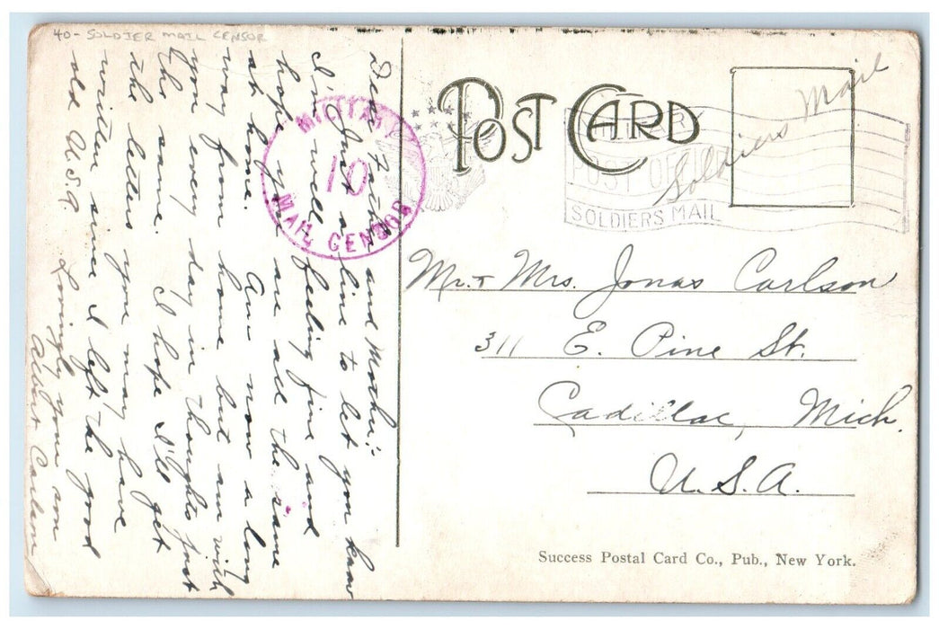 c1910s USS Leviathan Largest Steamship In The World Soldier Mail Censor Postcard