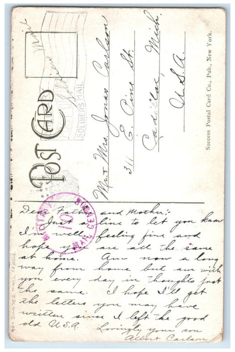 c1910s USS Leviathan Largest Steamship In The World Soldier Mail Censor Postcard