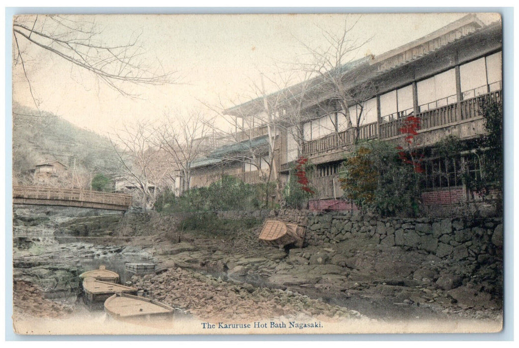 c1905 The Karuruse Hot Bath View Nagasaki Japan Antique Posted Postcard