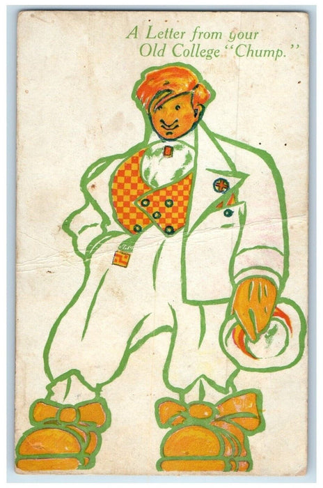 1909 A Letter From Your Old College Chump Bentley North Dakota ND Postcard