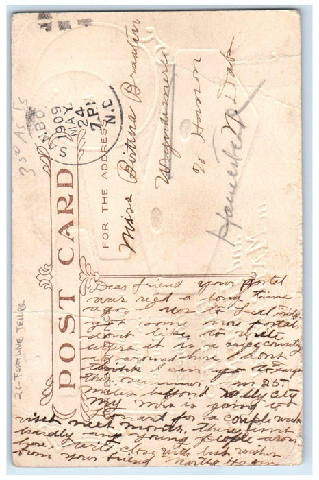 1909 Fortune Teller Cards Dominoes Double Ace Sanborn North Dakota ND Postcard