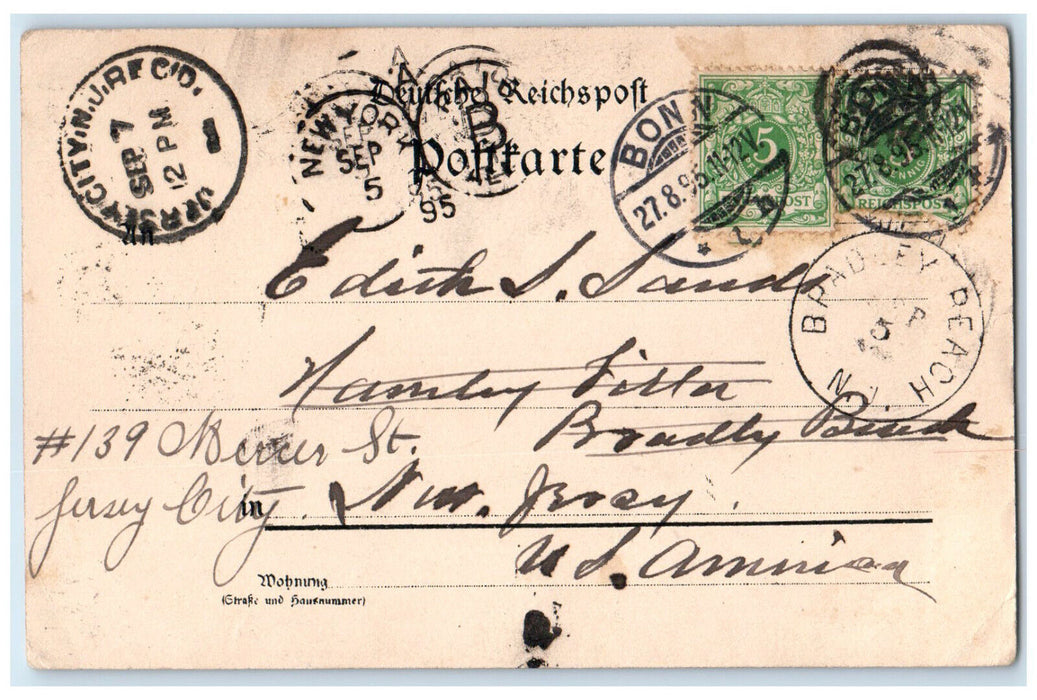 1895 Steamboat Castle Rheinstein Greetings from the Rhine Germany Postcard