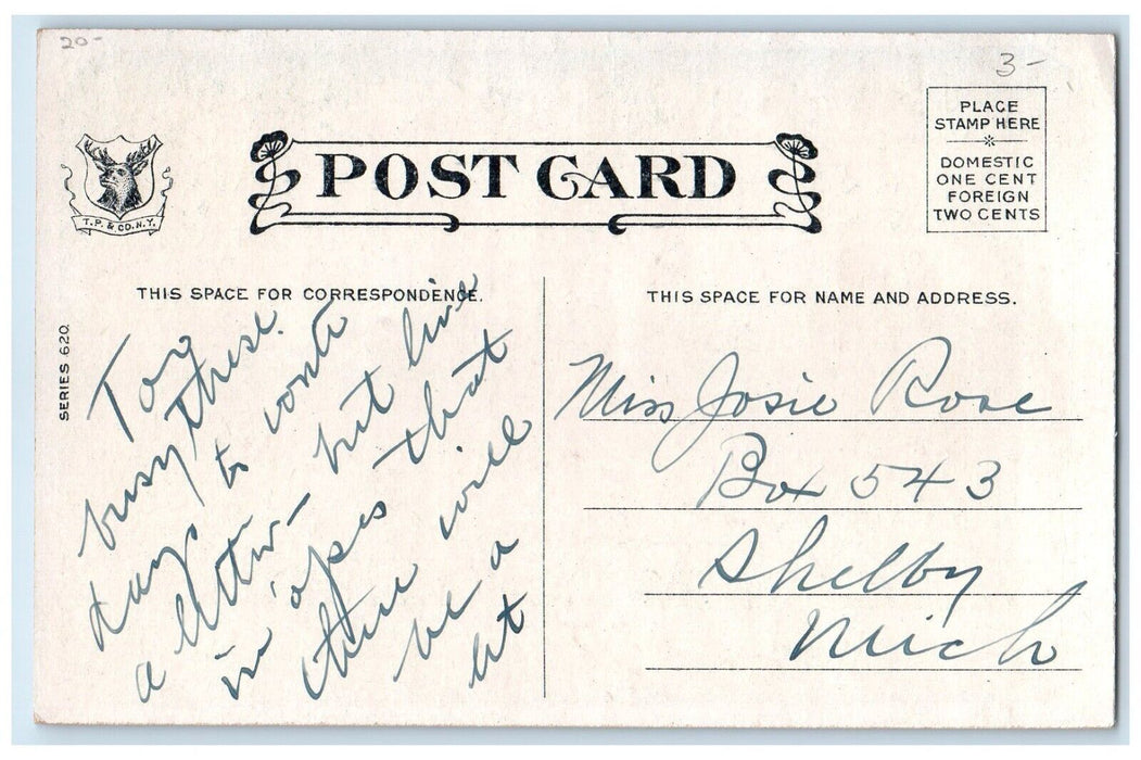 c1910's Ugly Couple Whose Shy Card Shelby Michigan MI Posted Antique Postcard