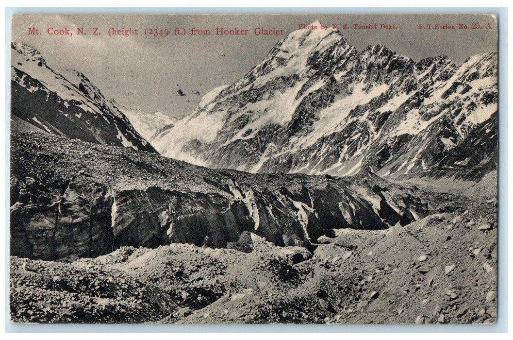 1907 View from Hooker Glacier Mt. Cook New Zealand FT Series Avon PA Postcard