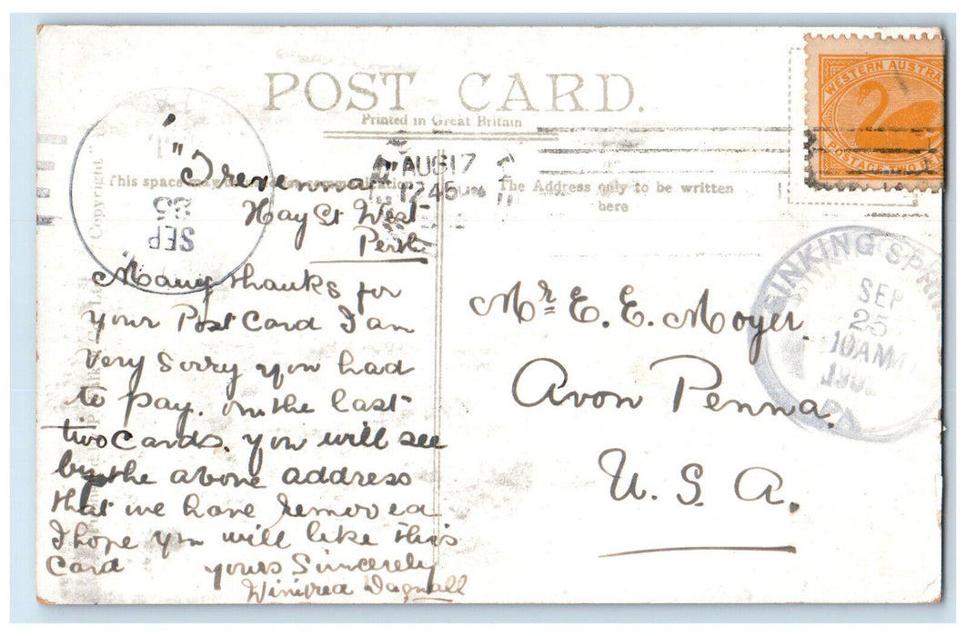 1907 Perth to Armadale Road at Armadale Western Australia Avon PA Postcard