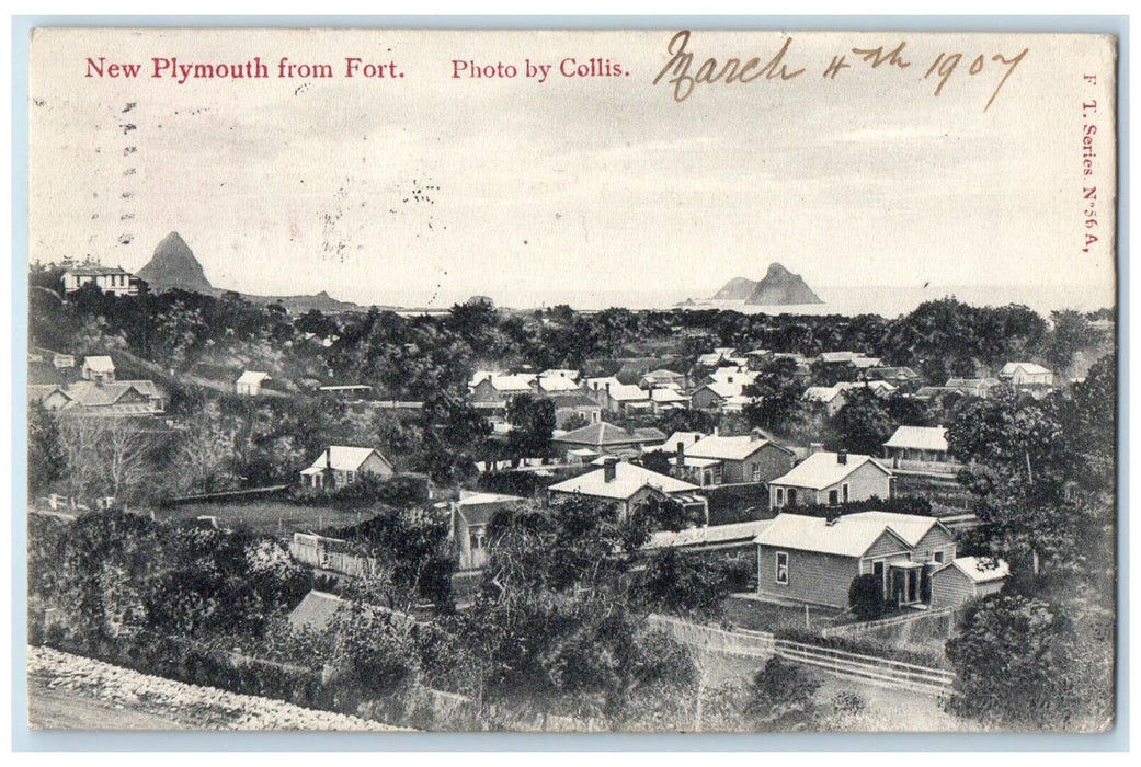 1907 New Plymouth from Fort New Zealand Avon PA FT Series Antique Postcard