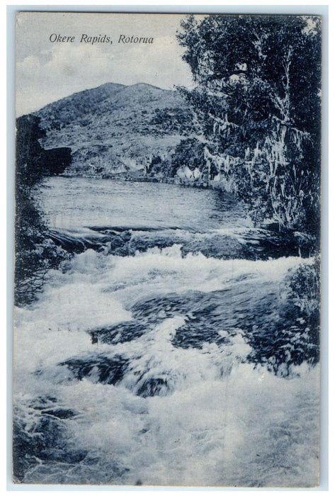 1907 Scene at Okere Rapids Rotorua New Zealand Antique Posted Postcard