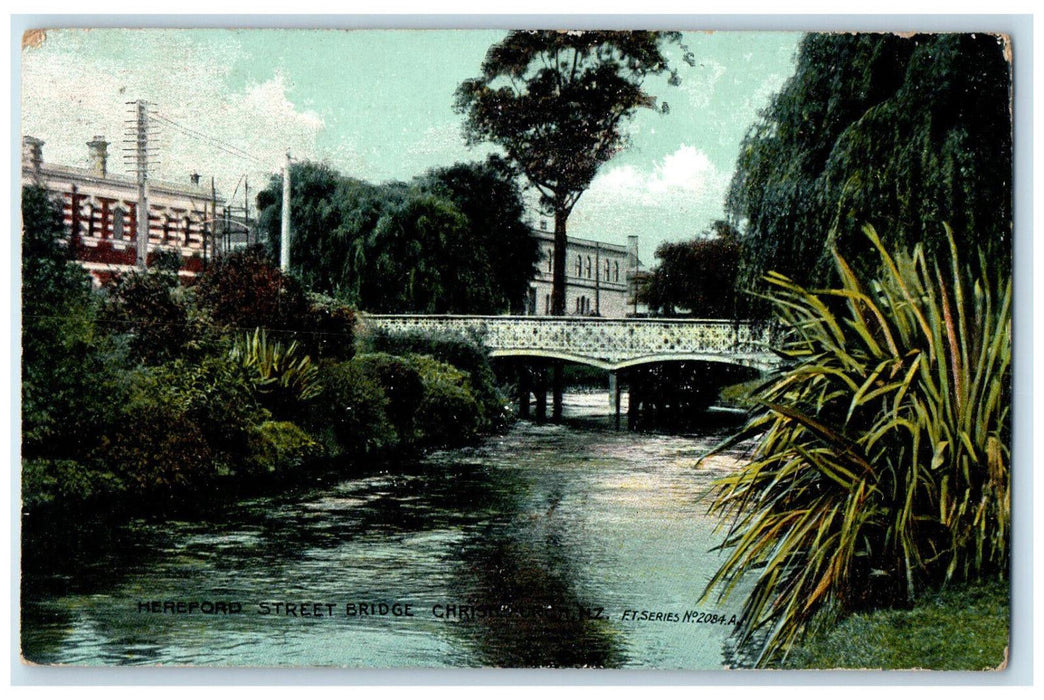 1907 Hereford Street Bridge Christchurch New Zealand FT Series Avon PA Postcard