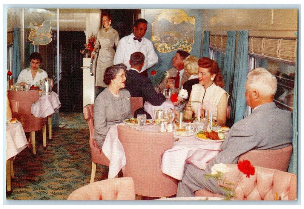 Union Pacific Railroad Dining Room Car Domeliner City Of Portland Postcard
