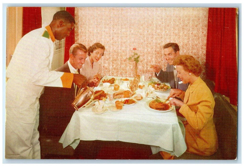 Union Pacific Railroad Dining Gold Room Car Domeliner City Of Portland Postcard