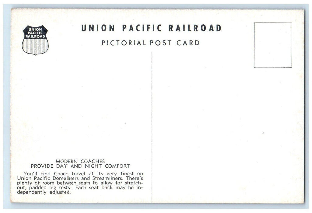 Union Pacific Railroad Domeliners Streamliners Modern Coaches Travel Postcard