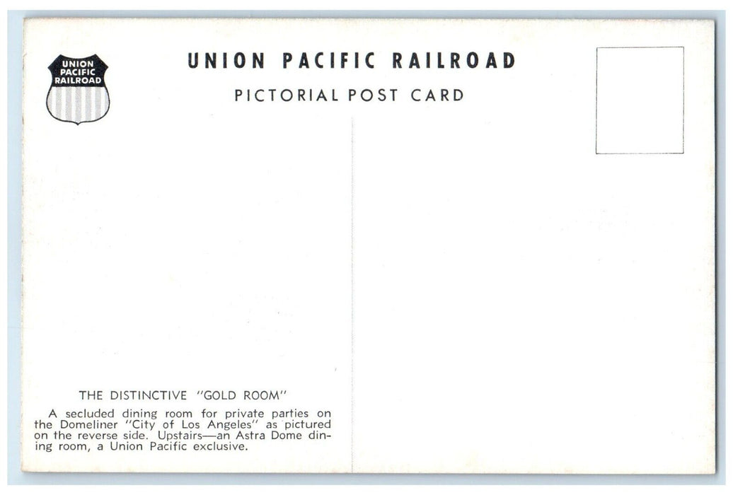Union Pacific Railroad The Distinctive Gold Room City Of Los Angeles Postcard