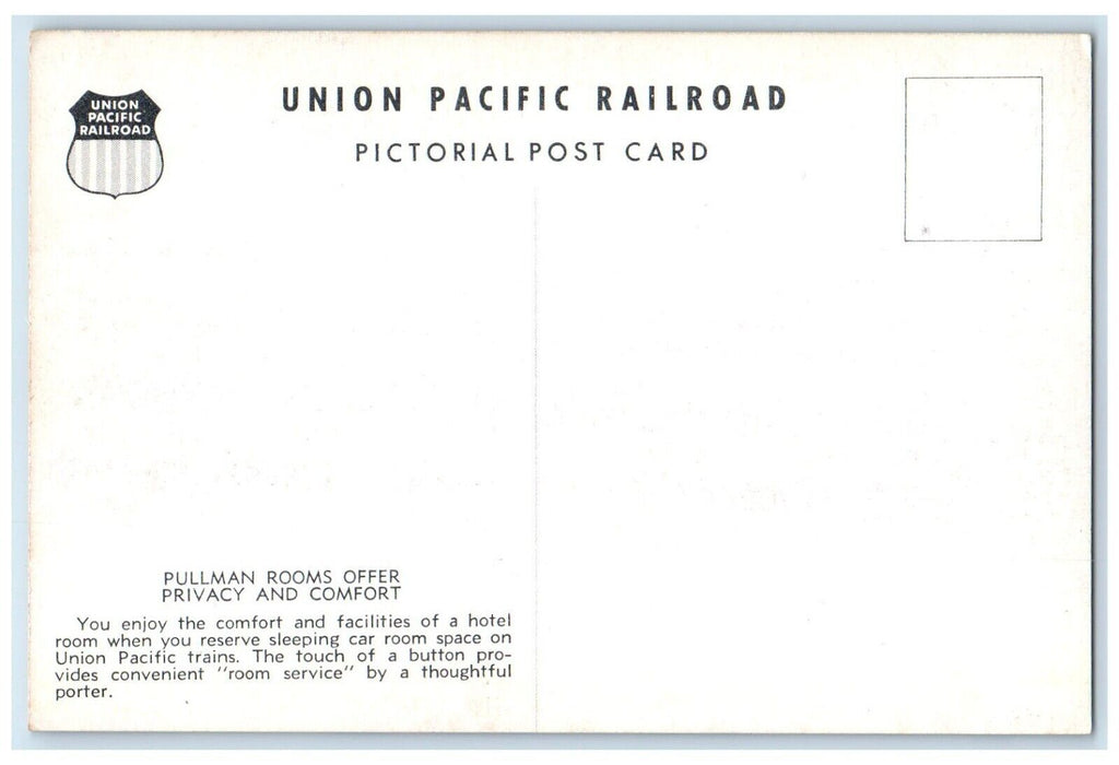 Union Pacific Railroad Pullman Hotel Rooms Offer Privacy And Comfort Postcard
