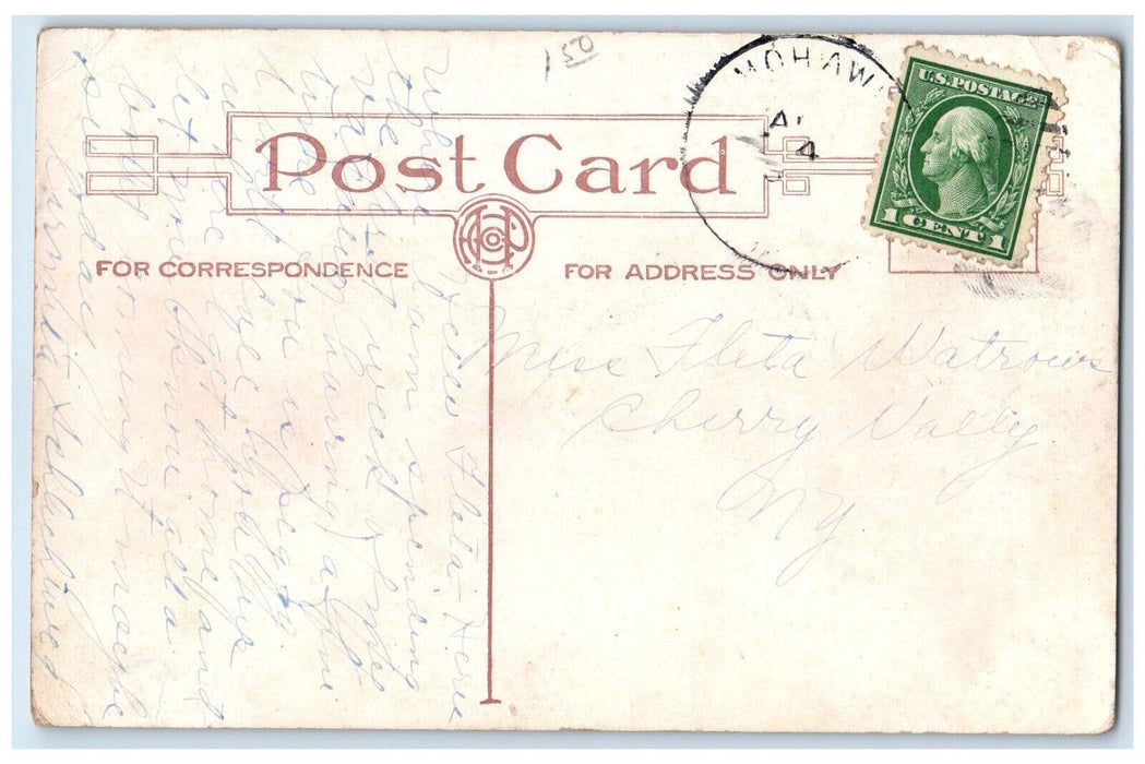 c1910's Sweet Couple Kissing Romance Don't Worry Pennant Antique Postcard