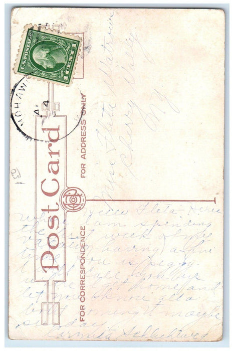 c1910's Sweet Couple Kissing Romance Don't Worry Pennant Antique Postcard
