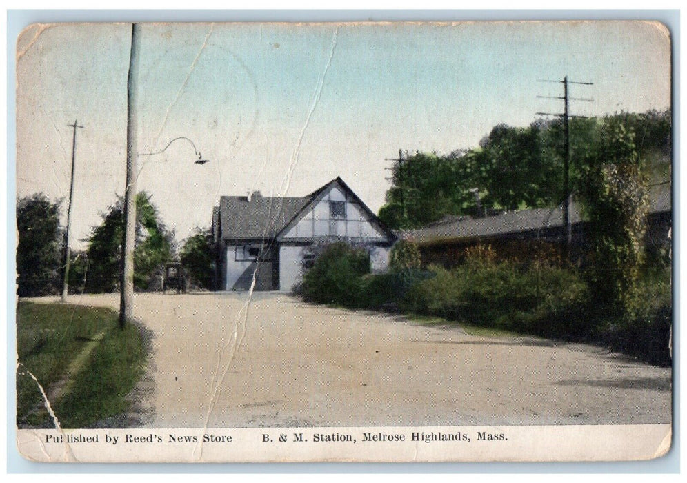 1910 B&M Station Melrose Exterior Building Highlands Massachusetts MA Postcard