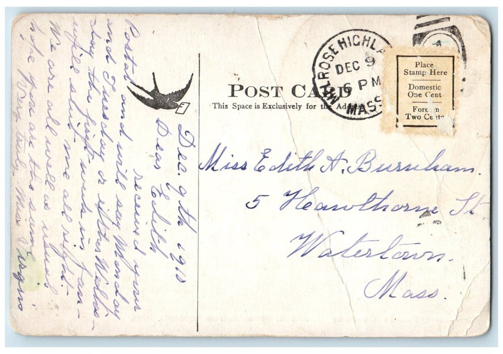 1910 B&M Station Melrose Exterior Building Highlands Massachusetts MA Postcard