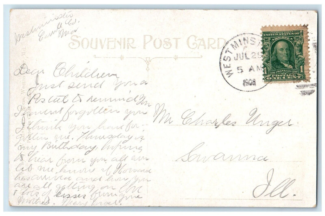 1908 Western Maryland College Westminster Maryland MD Vintage Souvenir Postcard