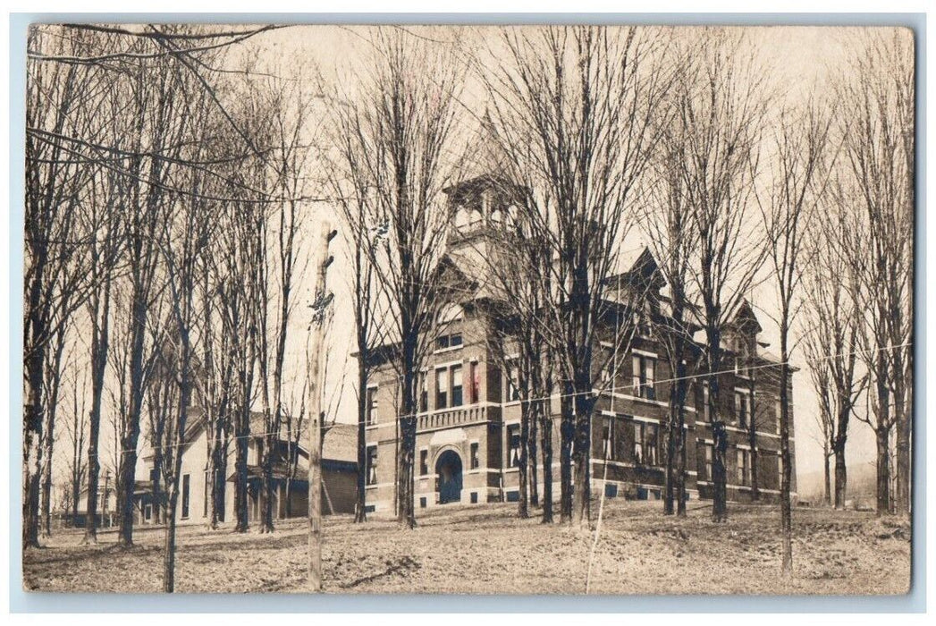 1907 High School Building View Cattaraugus NY RPPC Photo Posted Postcard