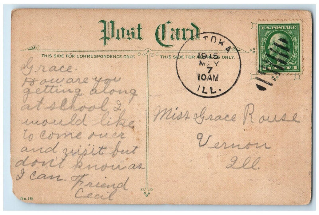 1915 Vhere Dere iss Vay Getting To People Riding On Car Patoka Illinois postcard