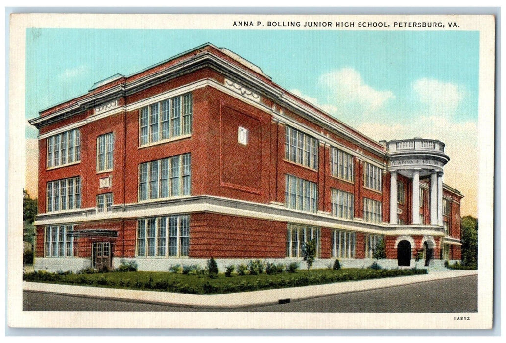 c1940 Anna P. Bolling Junior High School Exterior Petersburg Virginia Postcard