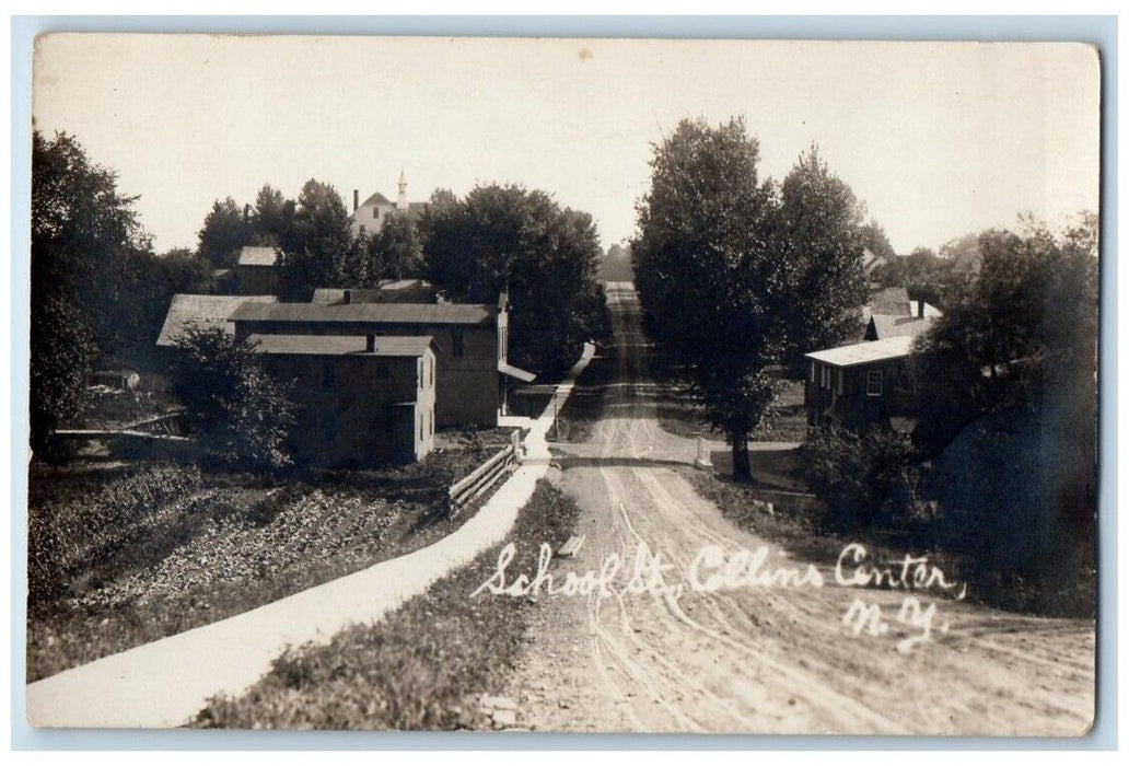 c1910 School Street View Collins Center New York NY RPPC Photo Unposted Postcard