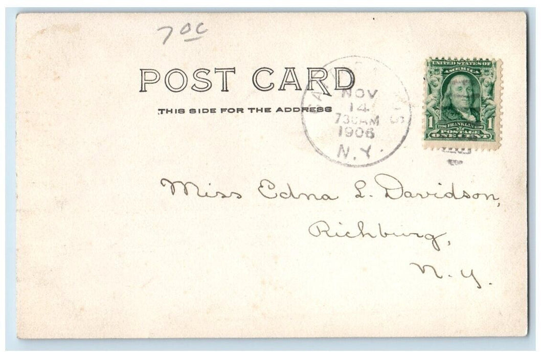 1906 High School House Building View Cattaraugus NY RPPC Photo Posted Postcard