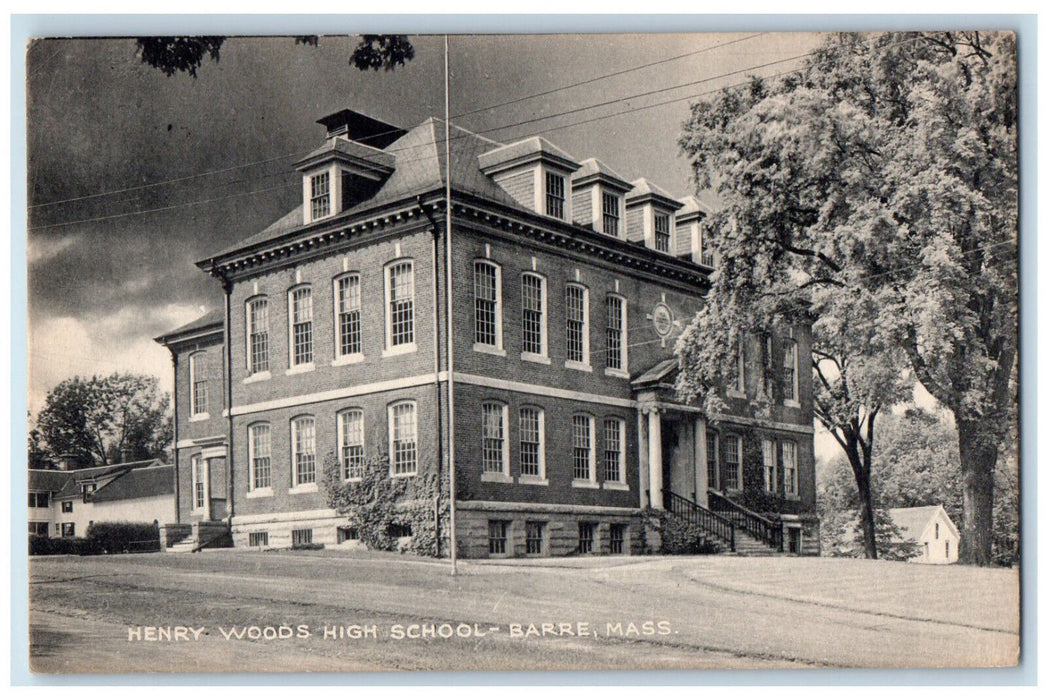 c1910 Henry Woods High School Barre Massachusetts MA Antique Unposted Postcard
