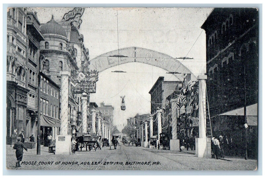1910 Welcome Arch Moose Court Honor Building Baltimore Maryland Antique Postcard