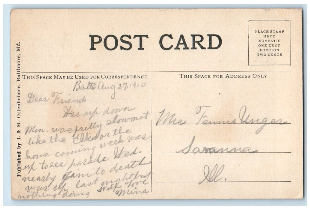 1910 Welcome Arch Moose Court Honor Building Baltimore Maryland Antique Postcard