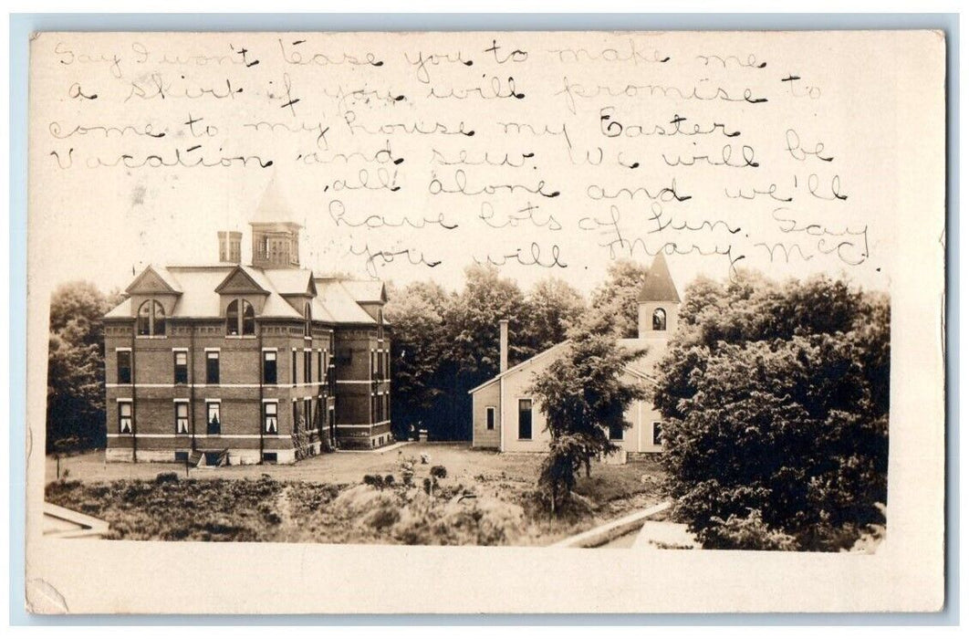 1907 School House Buildings View Cattaraugus NY RPPC Photo Posted Postcard