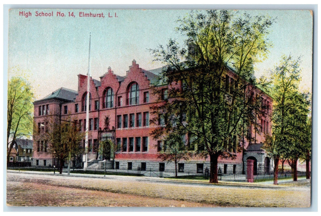 c1910 High School No. 14 Elmhurst Long Island New York NY Posted Postcard