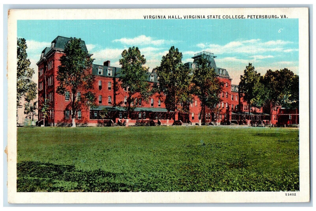 c1940 Virginia Hall Virginia State College Petersburg Virginia Vintage Postcard