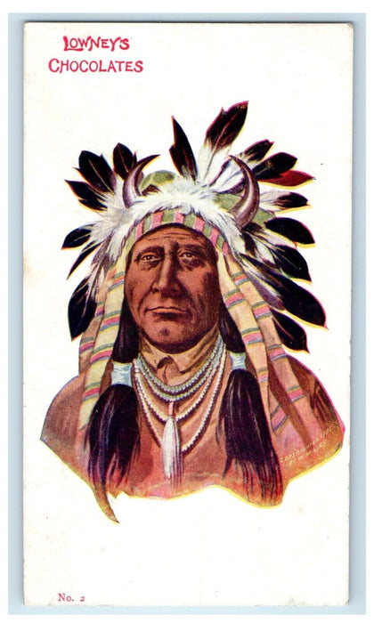 c1905 Lowney's Chocolates Advertising Native American Indian Unposted  Postcard
