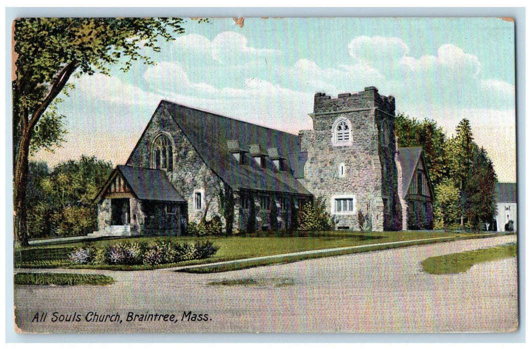 c1910 All Souls Church Braintree Massachusetts MA Antique Unposted Postcard