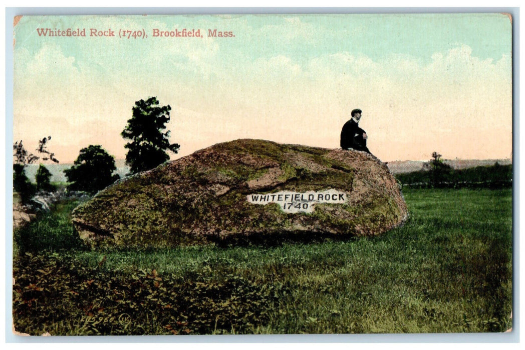 c1910 Whitefield Rock Brookfield Massachusetts MA Antique Posted Postcard
