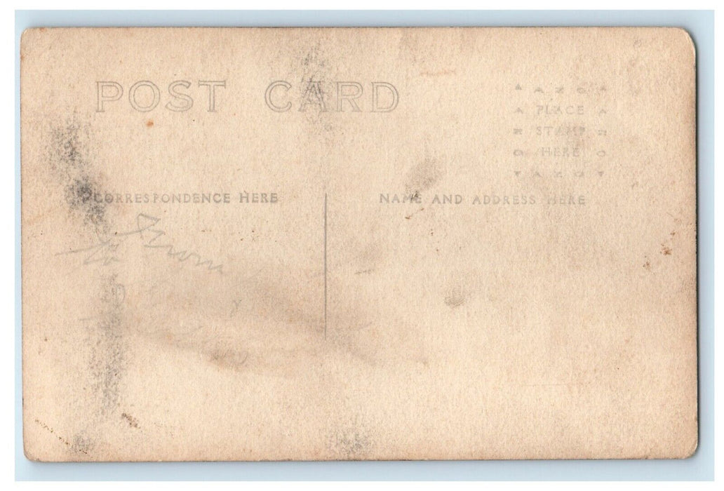 c1910 Two Men Horse Buggy Overhead Railroad Track Station RPPC Photo Postcard