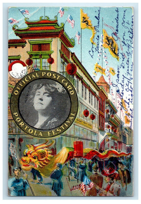 1909 Portola Festival Chinese New York Dragon Parade President Taft Postcard