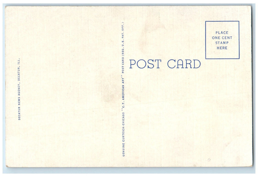c1930's United States Flag US Post Office Decatur Illinois IL Vintage Postcard